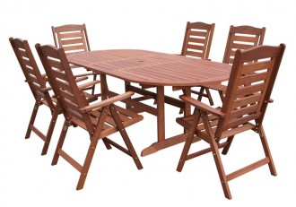 Set masa si sase scaune HECHT PRAGUE lemn masiv